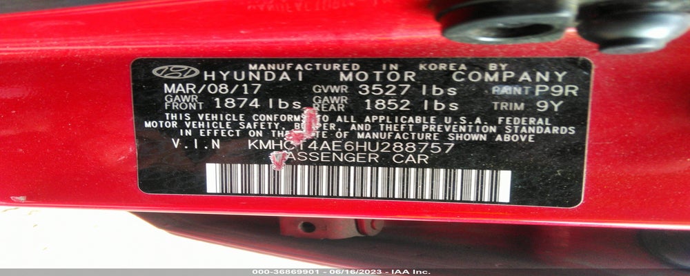 KMHCT4AE6HU288757 2017 HYUNDAI ACCENT photo no. 9