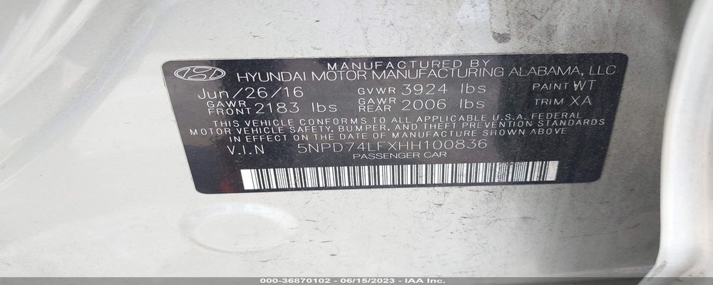 5NPD74LFXHH100836 2017 HYUNDAI ELANTRA photo no. 9