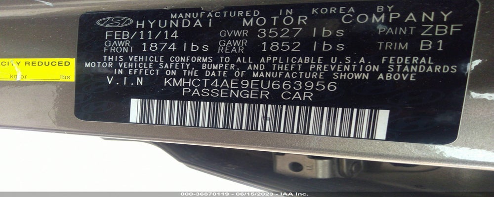 KMHCT4AE9EU663956 2014 HYUNDAI ACCENT photo no. 9
