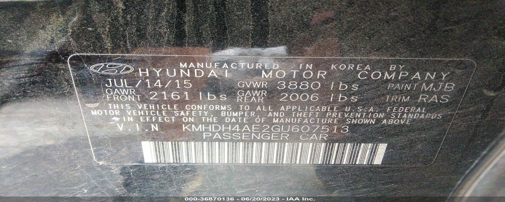KMHDH4AE2GU607513 2016 HYUNDAI ELANTRA photo no. 9