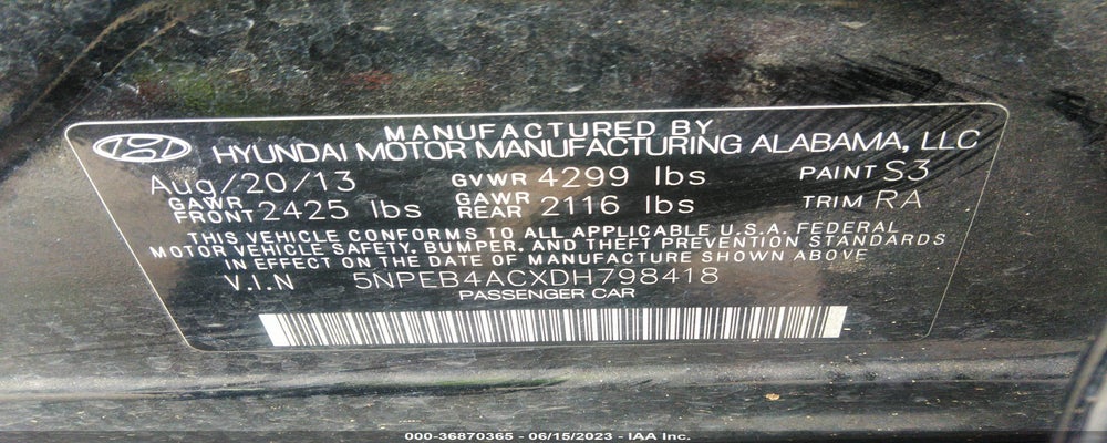 5NPEB4ACXDH798418 2013 HYUNDAI SONATA photo no. 9