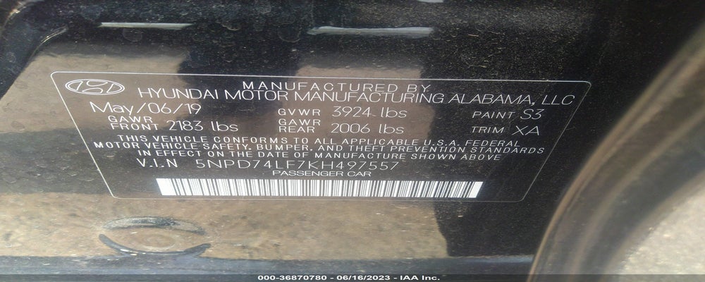 5NPD74LF7KH497557 2019 HYUNDAI ELANTRA photo no. 9