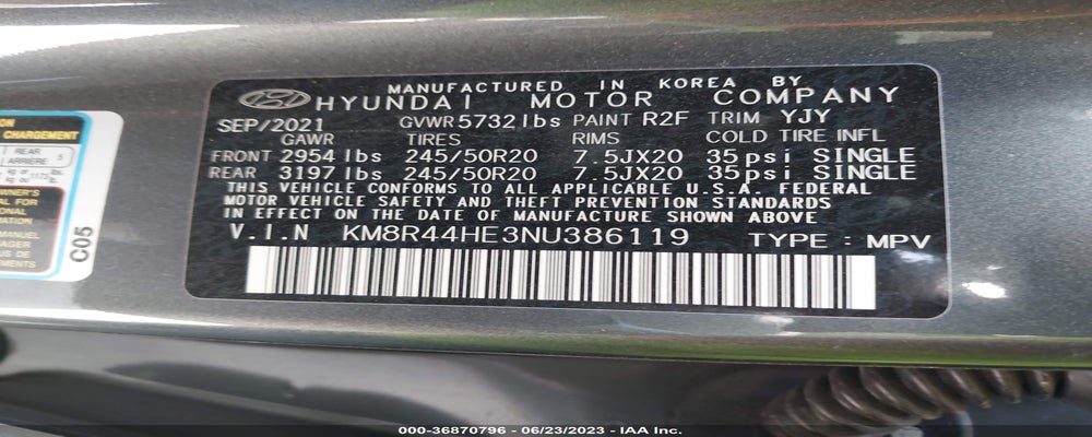 KM8R44HE3NU386119 2022 HYUNDAI PALISADE photo no. 9