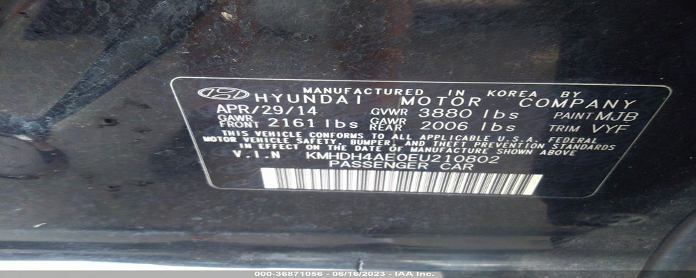 KMHDH4AE0EU210802 2014 HYUNDAI ELANTRA photo no. 9