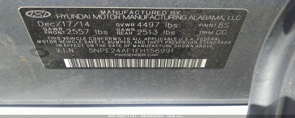 5NPE24AF1FH156991 2015 HYUNDAI SONATA photo no. 9