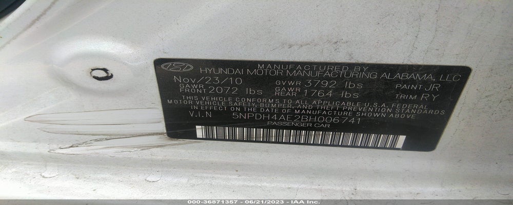 5NPDH4AE2BH006741 2011 HYUNDAI ELANTRA photo no. 9
