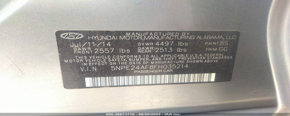 5NPE24AF8FH035214 2015 HYUNDAI SONATA photo no. 9