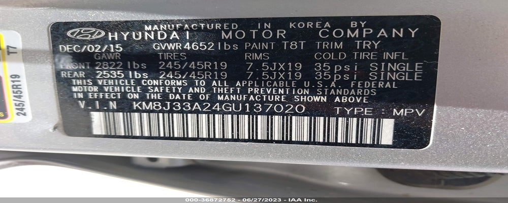 KM8J33A24GU137020 2016 HYUNDAI TUCSON photo no. 9