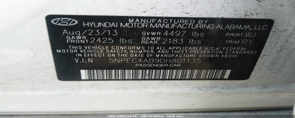 5NPEC4AB9DH801135 2013 HYUNDAI SONATA photo no. 9