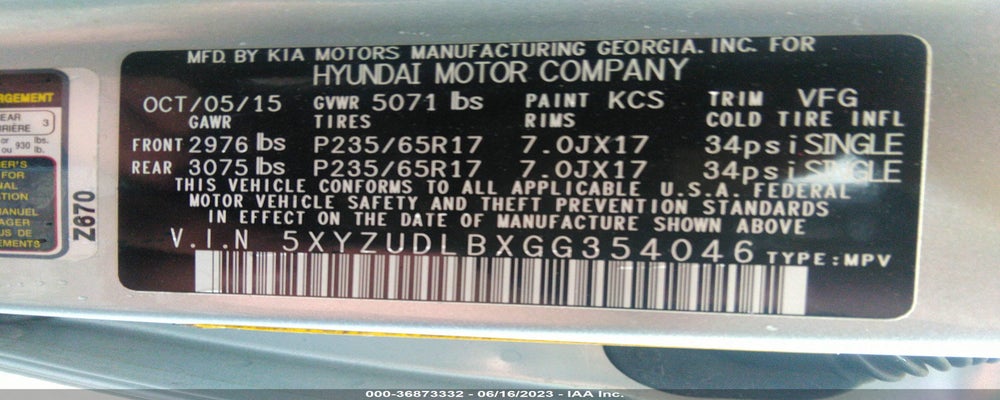 5XYZUDLBXGG354046 2016 HYUNDAI SANTA FE SPORT photo no. 9