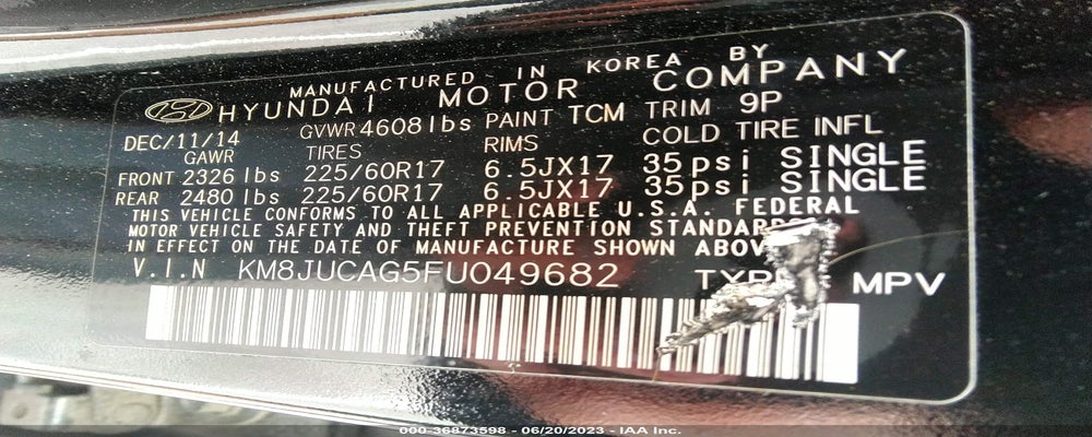 KM8JUCAG5FU049682 2015 HYUNDAI TUCSON photo no. 9
