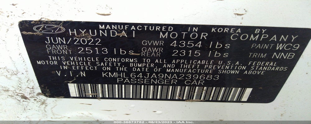 KMHL64JA9NA239683 2022 HYUNDAI SONATA photo no. 9