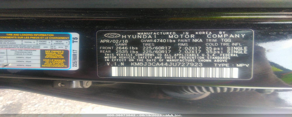 KM8J3CA44JU727923 2018 HYUNDAI TUCSON photo no. 9