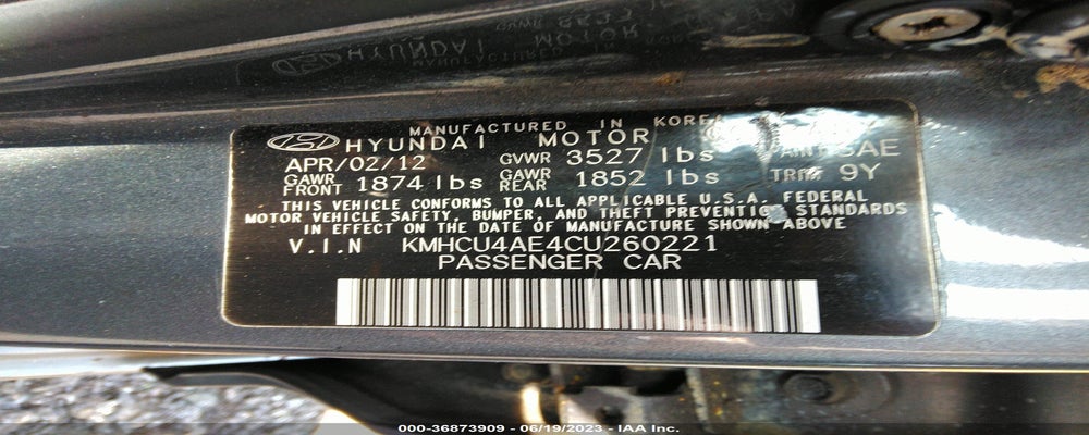 KMHCU4AE4CU260221 2012 HYUNDAI ACCENT photo no. 9