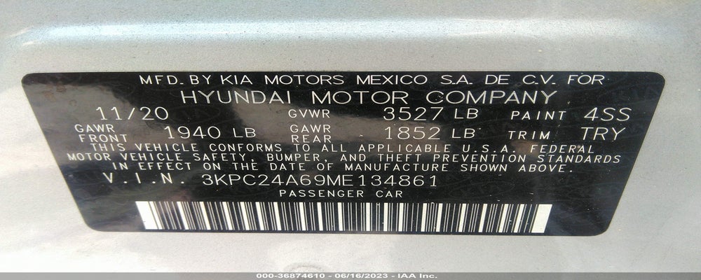 3KPC24A69ME134861 2021 HYUNDAI ACCENT photo no. 9