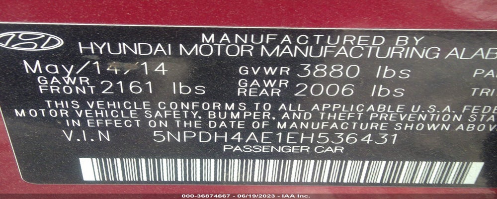 5NPDH4AE1EH536431 2014 HYUNDAI ELANTRA photo no. 9