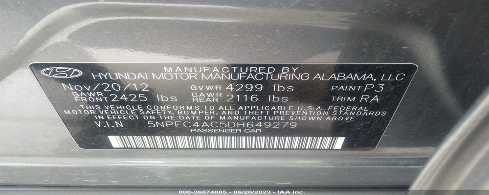 5NPEC4AC5DH649279 2013 HYUNDAI SONATA photo no. 9