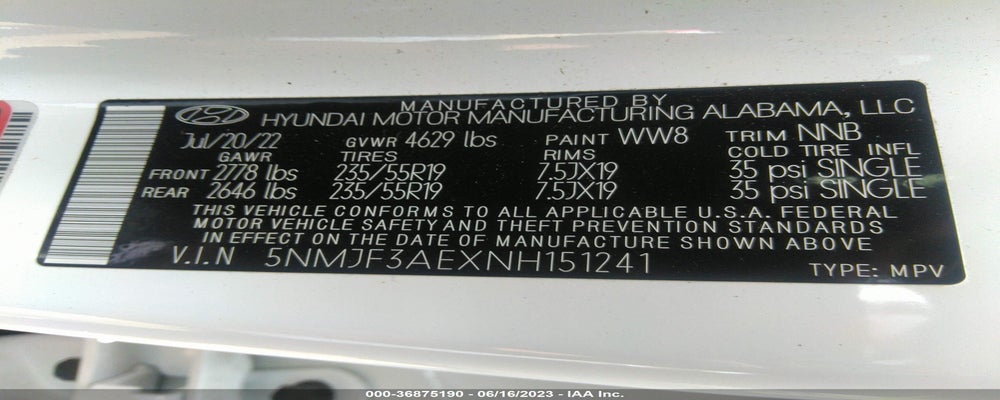 5NMJF3AEXNH151241 2022 HYUNDAI TUCSON photo no. 9