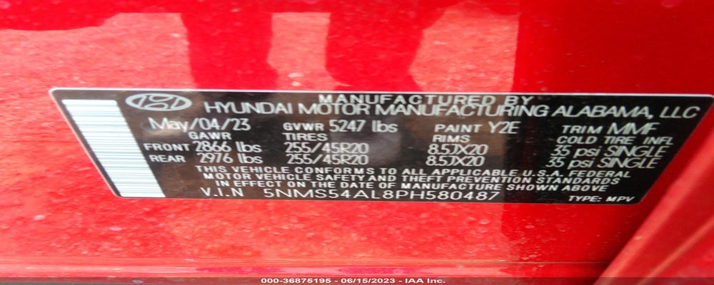 5NMS54AL8PH580487 2023 HYUNDAI SANTA FE photo no. 9