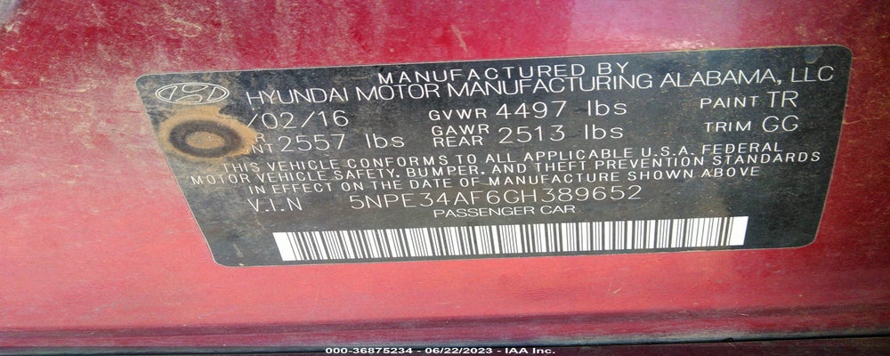 5NPE34AF6GH389652 2016 HYUNDAI SONATA photo no. 9