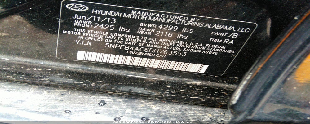 5NPEB4AC6DH763553 2013 HYUNDAI SONATA photo no. 9