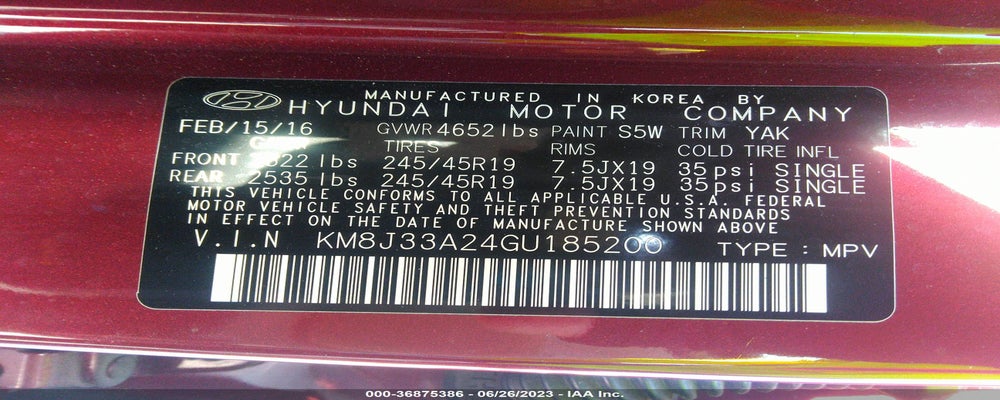 KM8J33A24GU185200 2016 HYUNDAI TUCSON photo no. 9