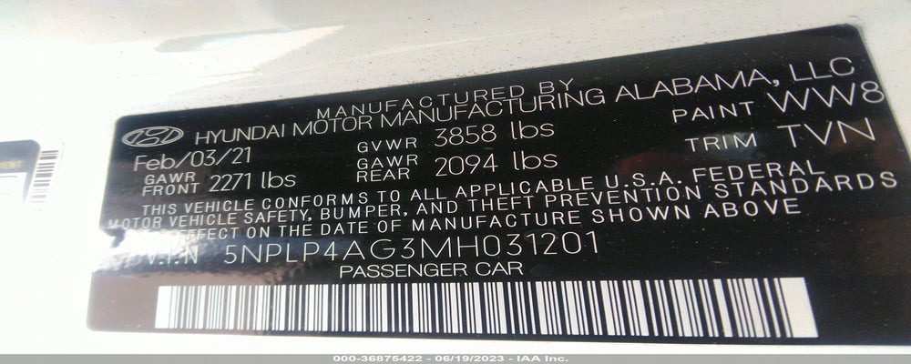 5NPLP4AG3MH031201 2021 HYUNDAI ELANTRA photo no. 9