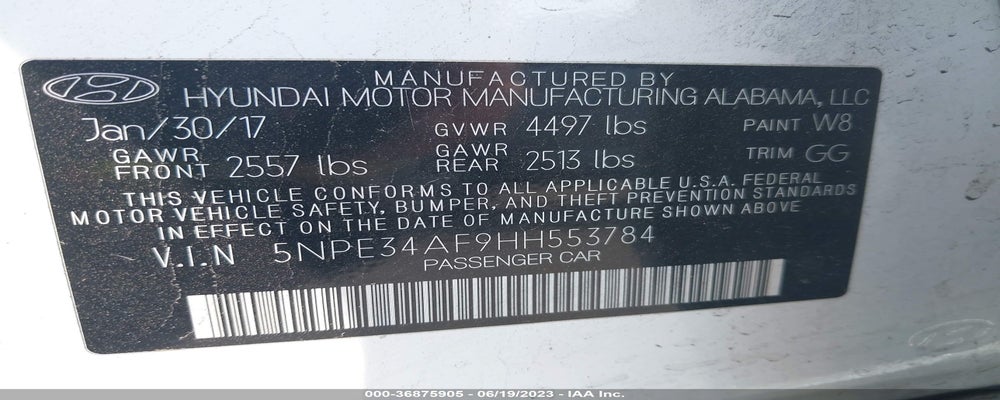 5NPE34AF9HH553784 2017 HYUNDAI SONATA photo no. 9