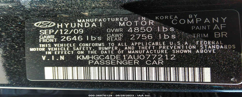 KMHGC4DE1AU077212 2010 HYUNDAI GENESIS photo no. 9