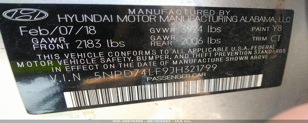 5NPD74LF9JH321799 2018 HYUNDAI ELANTRA photo no. 9