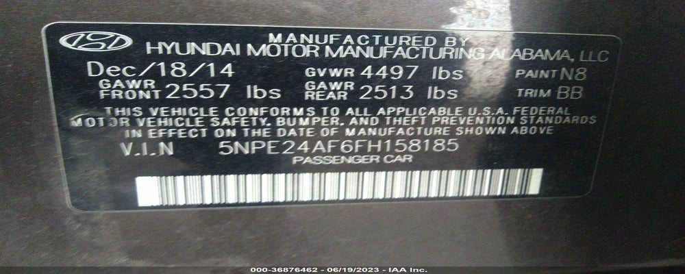 5NPE24AF6FH158185 2015 HYUNDAI SONATA photo no. 9