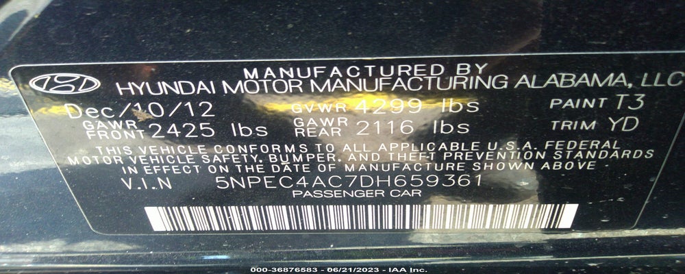 5NPEC4AC7DH659361 2013 HYUNDAI SONATA photo no. 9