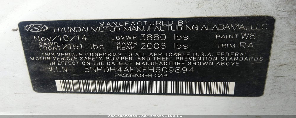 5NPDH4AEXFH609894 2015 HYUNDAI ELANTRA photo no. 9