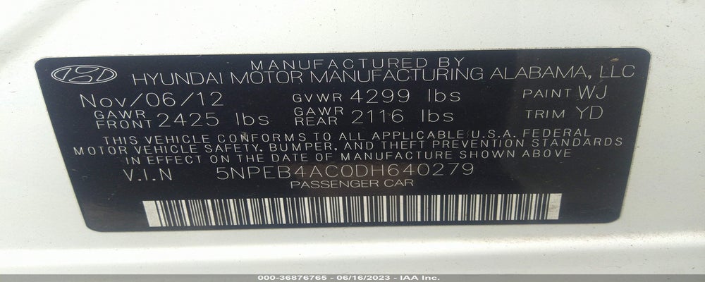 5NPEB4AC0DH640279 2013 HYUNDAI SONATA photo no. 9
