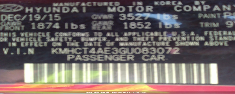 KMHCT4AE3GU083072 2016 HYUNDAI ACCENT photo no. 9