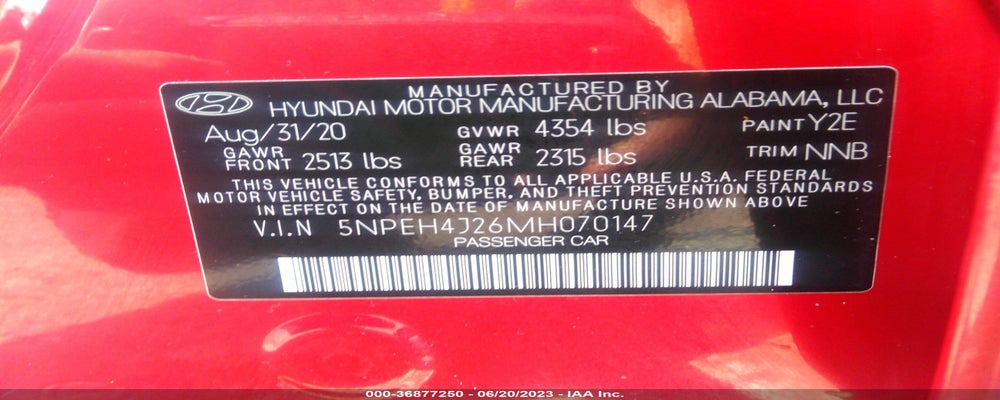5NPEH4J26MH070147 2021 HYUNDAI SONATA photo no. 9