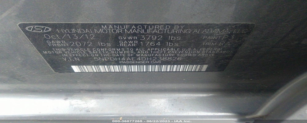 5NPDH4AE4DH238826 2013 HYUNDAI ELANTRA photo no. 9