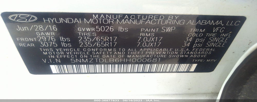 5NMZTDLB6HH000681 2017 HYUNDAI SANTA FE SPORT photo no. 9