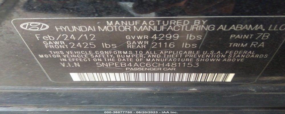 5NPEB4AC6CH481153 2012 HYUNDAI SONATA photo no. 9