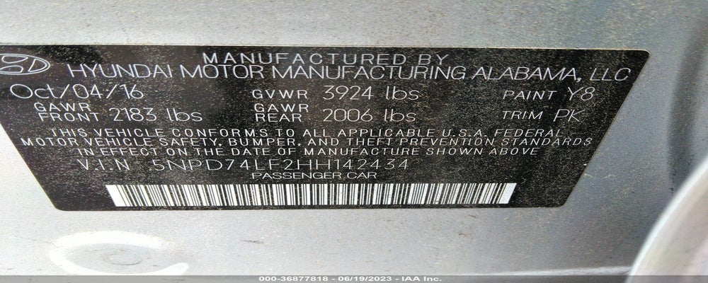 5NPD74LF2HH142434 2017 HYUNDAI ELANTRA photo no. 9