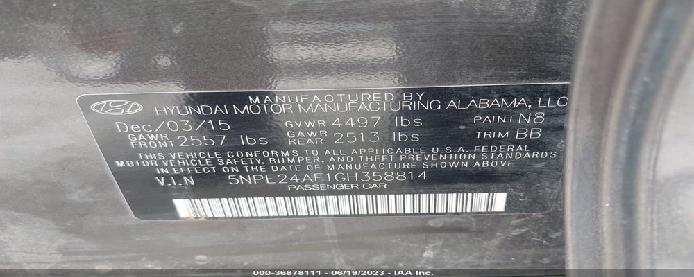 5NPE24AF1GH358814 2016 HYUNDAI SONATA photo no. 9