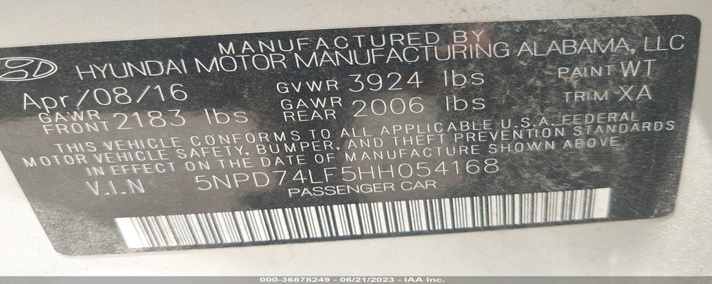 5NPD74LF5HH054168 2017 HYUNDAI ELANTRA photo no. 9