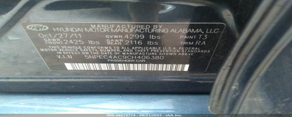 5NPEC4AC9CH406380 2012 HYUNDAI SONATA photo no. 9