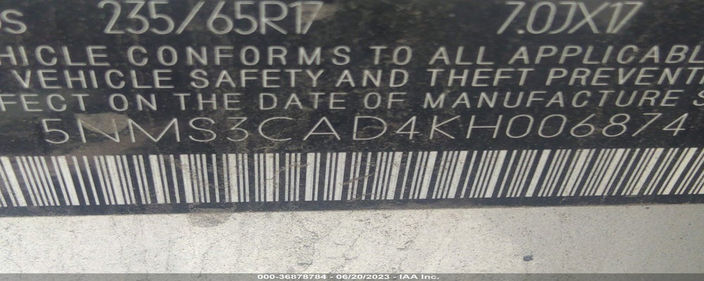 5NMS3CAD4KH006874 2019 HYUNDAI SANTA FE photo no. 9