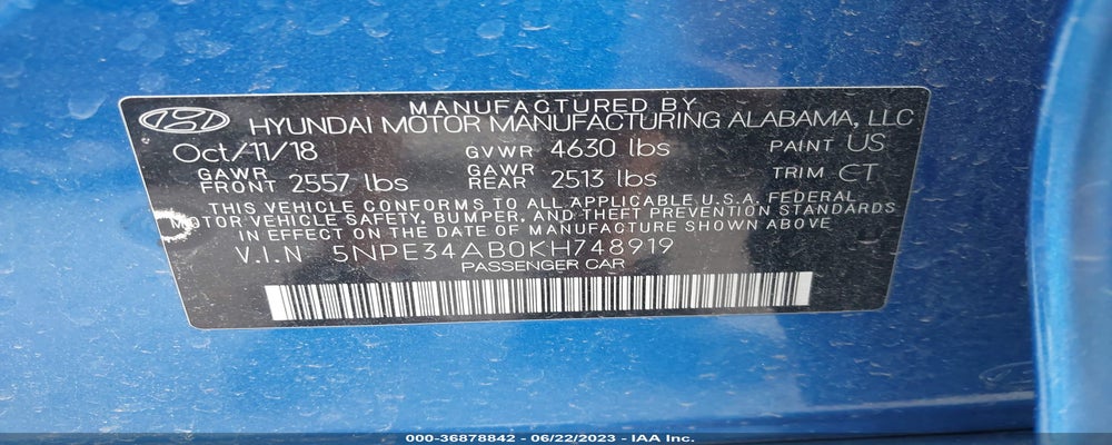 5NPE34AB0KH748919 2019 HYUNDAI SONATA photo no. 9