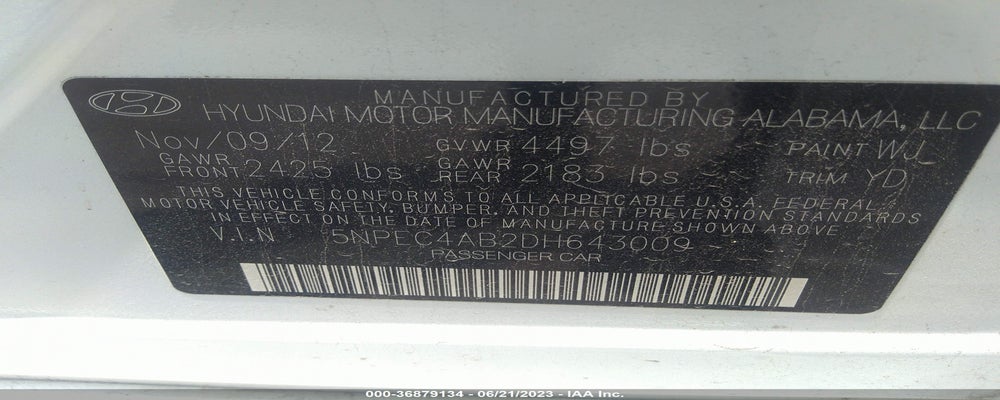 5NPEC4AB2DH643009 2013 HYUNDAI SONATA photo no. 9