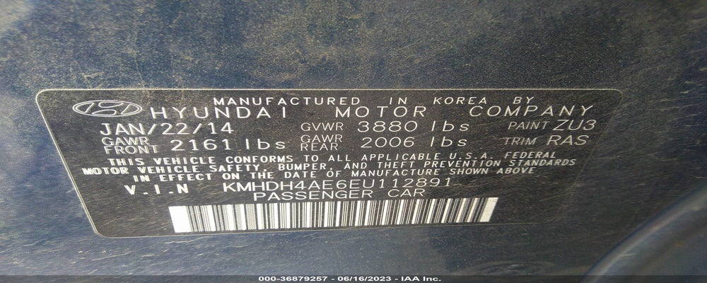 KMHDH4AE6EU112891 2014 HYUNDAI ELANTRA photo no. 9