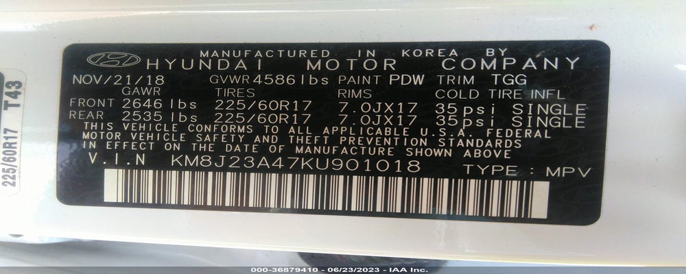 KM8J23A47KU901018 2019 HYUNDAI TUCSON photo no. 9
