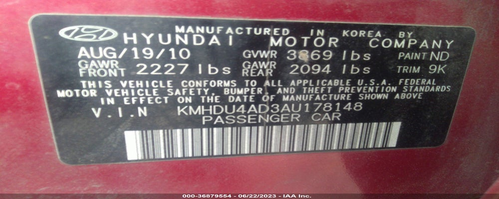 KMHDU4AD3AU178148 2010 HYUNDAI ELANTRA photo no. 9
