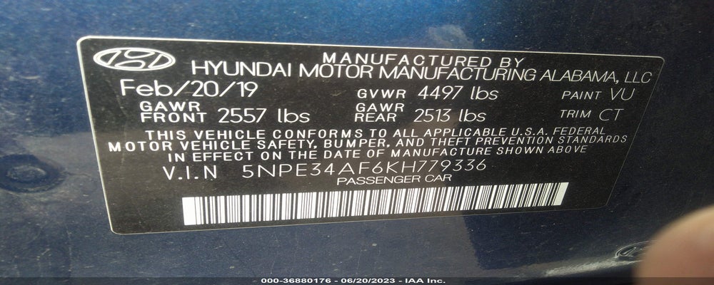 5NPE34AF6KH779336 2019 HYUNDAI SONATA photo no. 9